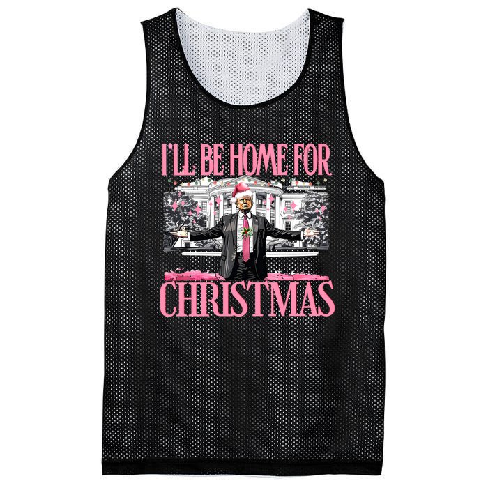 Ill Be Home For Christmas Donald Trump President Santa Claus Mesh Reversible Basketball Jersey Tank