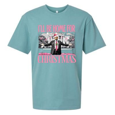 Ill Be Home For Christmas Donald Trump President Santa Claus Sueded Cloud Jersey T-Shirt