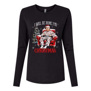 ILl Be Home For Christmas Santa Trump Xmas Family Womens Cotton Relaxed Long Sleeve T-Shirt