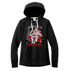 ILl Be Home For Christmas Santa Trump Xmas Family Women's Fleece Hoodie