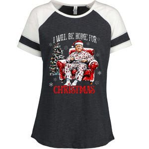 ILl Be Home For Christmas Santa Trump Xmas Family Enza Ladies Jersey Colorblock Tee