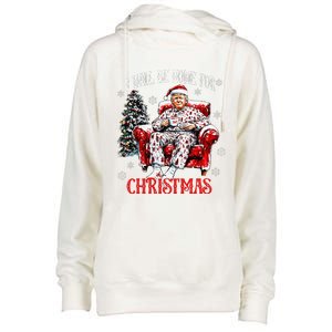 ILl Be Home For Christmas Santa Trump Xmas Family Womens Funnel Neck Pullover Hood