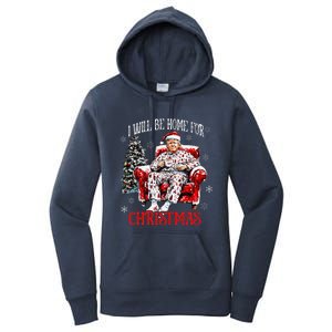 ILl Be Home For Christmas Santa Trump Xmas Family Women's Pullover Hoodie