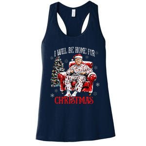 ILl Be Home For Christmas Santa Trump Xmas Family Women's Racerback Tank