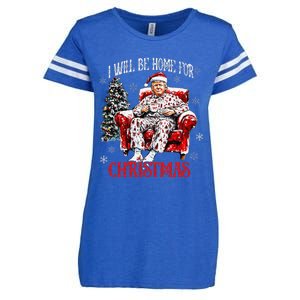 ILl Be Home For Christmas Santa Trump Xmas Family Enza Ladies Jersey Football T-Shirt