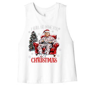 ILl Be Home For Christmas Santa Trump Xmas Family Women's Racerback Cropped Tank