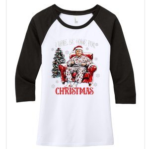 ILl Be Home For Christmas Santa Trump Xmas Family Women's Tri-Blend 3/4-Sleeve Raglan Shirt