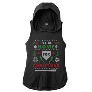 ILl Be Home For Christmas Baseball Ugly Christmas Meaningful Gift Ladies PosiCharge Tri-Blend Wicking Draft Hoodie Tank