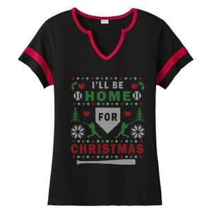 ILl Be Home For Christmas Baseball Ugly Christmas Meaningful Gift Ladies Halftime Notch Neck Tee