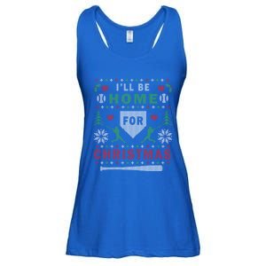 ILl Be Home For Christmas Baseball Ugly Christmas Meaningful Gift Ladies Essential Flowy Tank