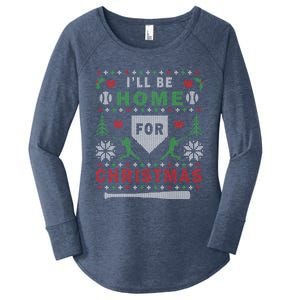 ILl Be Home For Christmas Baseball Ugly Christmas Meaningful Gift Women's Perfect Tri Tunic Long Sleeve Shirt