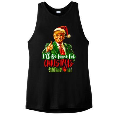 ILl Be Home For Christmas Funny Santa Claus Trump 2024 Ladies PosiCharge Tri-Blend Wicking Tank