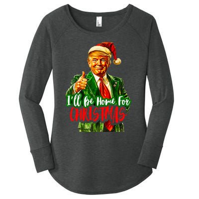 ILl Be Home For Christmas Funny Santa Claus Trump 2024 Women's Perfect Tri Tunic Long Sleeve Shirt