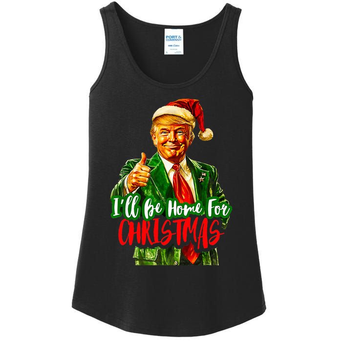 ILl Be Home For Christmas Funny Santa Claus Trump 2024 Ladies Essential Tank