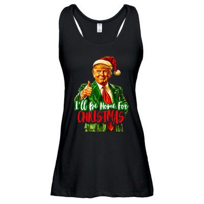 ILl Be Home For Christmas Funny Santa Claus Trump 2024 Ladies Essential Flowy Tank