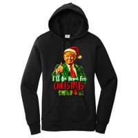 ILl Be Home For Christmas Funny Santa Claus Trump 2024 Women's Pullover Hoodie