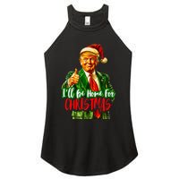 ILl Be Home For Christmas Funny Santa Claus Trump 2024 Women's Perfect Tri Rocker Tank