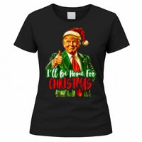 ILl Be Home For Christmas Funny Santa Claus Trump 2024 Women's T-Shirt