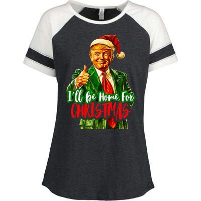 ILl Be Home For Christmas Funny Santa Claus Trump 2024 Enza Ladies Jersey Colorblock Tee