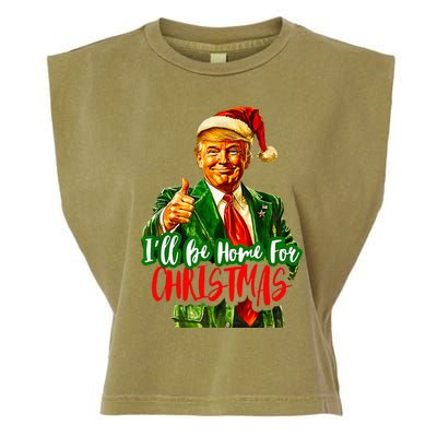 ILl Be Home For Christmas Funny Santa Claus Trump 2024 Garment-Dyed Women's Muscle Tee