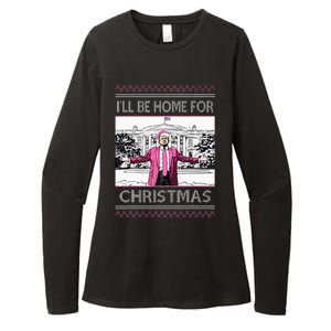 ILl Be Home For Christmas Funny Santa Trump Ugly Sweater Womens CVC Long Sleeve Shirt