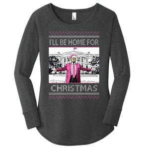 ILl Be Home For Christmas Funny Santa Trump Ugly Sweater Women's Perfect Tri Tunic Long Sleeve Shirt