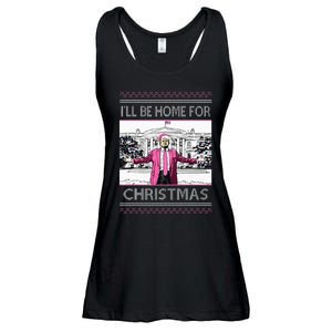 ILl Be Home For Christmas Funny Santa Trump Ugly Sweater Ladies Essential Flowy Tank