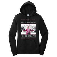 ILl Be Home For Christmas Funny Santa Trump Ugly Sweater Women's Pullover Hoodie