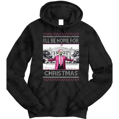 ILl Be Home For Christmas Funny Santa Trump Ugly Sweater Tie Dye Hoodie