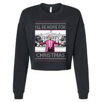 ILl Be Home For Christmas Funny Santa Trump Ugly Sweater Cropped Pullover Crew