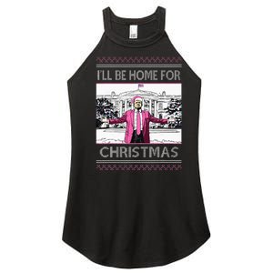 ILl Be Home For Christmas Funny Santa Trump Ugly Sweater Women's Perfect Tri Rocker Tank