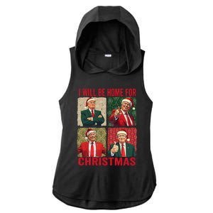 ILl Be Home For Christmas Funny Santa Claus Trump 2024 Ladies PosiCharge Tri-Blend Wicking Draft Hoodie Tank