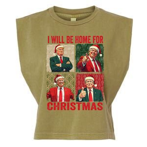 ILl Be Home For Christmas Funny Santa Claus Trump 2024 Garment-Dyed Women's Muscle Tee