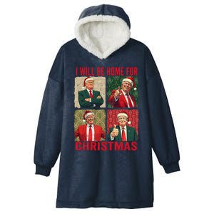 ILl Be Home For Christmas Funny Santa Claus Trump 2024 Hooded Wearable Blanket