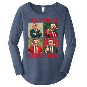 ILl Be Home For Christmas Funny Santa Claus Trump 2024 Women's Perfect Tri Tunic Long Sleeve Shirt