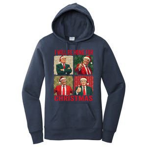 ILl Be Home For Christmas Funny Santa Claus Trump 2024 Women's Pullover Hoodie