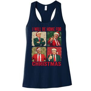 ILl Be Home For Christmas Funny Santa Claus Trump 2024 Women's Racerback Tank