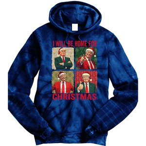 ILl Be Home For Christmas Funny Santa Claus Trump 2024 Tie Dye Hoodie