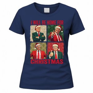 ILl Be Home For Christmas Funny Santa Claus Trump 2024 Women's T-Shirt