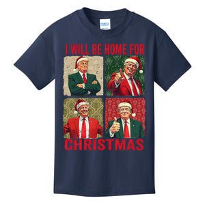 ILl Be Home For Christmas Funny Santa Claus Trump 2024 Kids T-Shirt