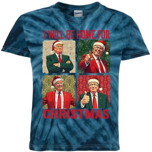 ILl Be Home For Christmas Funny Santa Claus Trump 2024 Kids Tie-Dye T-Shirt