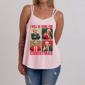 ILl Be Home For Christmas Funny Santa Claus Trump 2024 Women's Strappy Tank