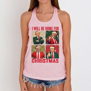 ILl Be Home For Christmas Funny Santa Claus Trump 2024 Women's Knotted Racerback Tank