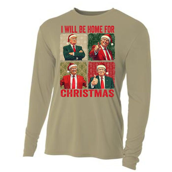 ILl Be Home For Christmas Funny Santa Claus Trump 2024 Cooling Performance Long Sleeve Crew