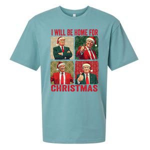 ILl Be Home For Christmas Funny Santa Claus Trump 2024 Sueded Cloud Jersey T-Shirt