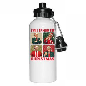 ILl Be Home For Christmas Funny Santa Claus Trump 2024 Aluminum Water Bottle