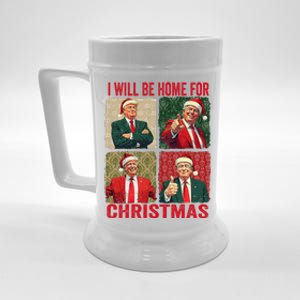 ILl Be Home For Christmas Funny Santa Claus Trump 2024 Beer Stein