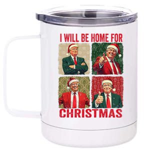 ILl Be Home For Christmas Funny Santa Claus Trump 2024 12 oz Stainless Steel Tumbler Cup