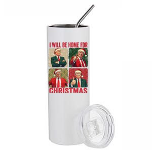 ILl Be Home For Christmas Funny Santa Claus Trump 2024 Stainless Steel Tumbler