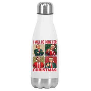 ILl Be Home For Christmas Funny Santa Claus Trump 2024 Stainless Steel Insulated Water Bottle